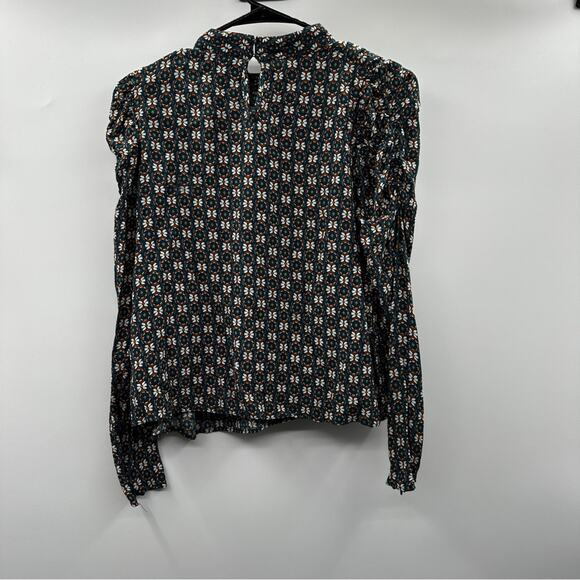 Zara Blue, White & Orange Floral Print Long Sleeve Top Size M - Picture 4 of 10